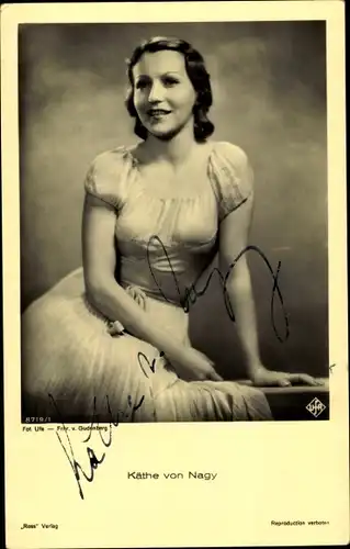 Ak Schauspielerin Käthe von Nagy, Portrait, Autogramm