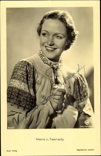 Ak Schauspielerin Maria von Tasnady, Portrait, Autogramm