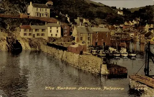 Ak Polperro Cornwall, Hafen, Eingang