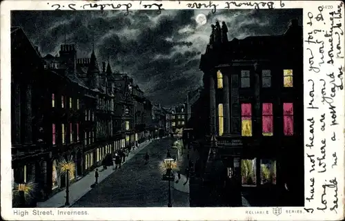 Mondschein Ak Inverness Schottland, High Street