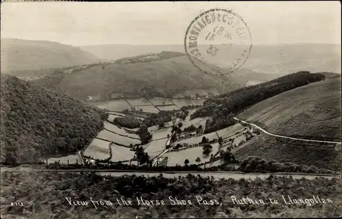 Ak Ruthin nach Llangollen Wales, Blick vom Horseshoe Pass