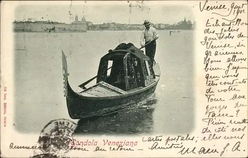 Ak Venezia Venedig Veneto, Gondola, Gondolieri