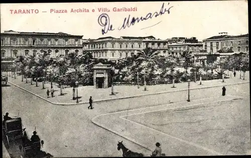 Ak Tarent Taranto Puglia, Piazza Archita, Villa Garibaldi