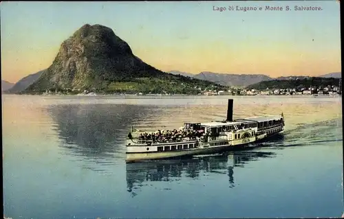 Ak Gandria Lago di Lugano Tessin Schweiz, MS Ialia, Monte S. Salvatore