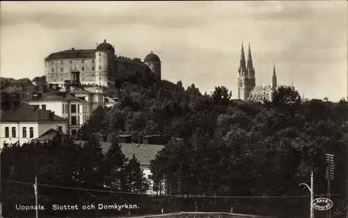 Ak Uppsala Schweden, Slottet och Domkyrkan