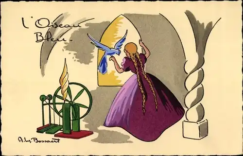 Künstler Ak Der blaue Vogel