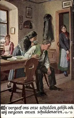 Künstler Ak Hagen, Fritz, Und vergib uns unsere Schuld..