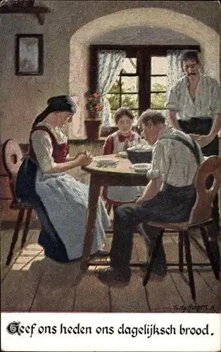 Künstler Ak Hagen, Fritz, Unser täglich Brot gib uns heute, Bauern, Tischgebet