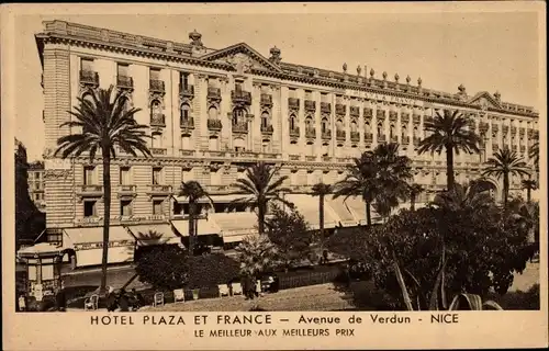 Ak Nice Nizza Alpes Maritimes, Hotel Plaza et France, Avenue de Verdun