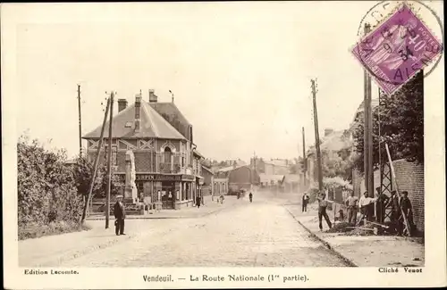 Ak Vendeuil Aisne, Die Nationalstraße