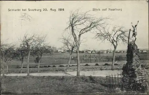 Ak Sarrebourg Saarburg Lothringen Moselle, Fernblick, Schlacht 20. August 1914, I WK