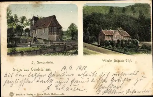 Ak Bad Gandersheim am Harz, St. Georgskirche, Wilhelm-Augusta-Stift