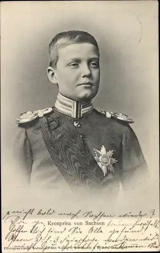 Ak Kronprinz Georg von Sachsen, Portrait in Uniform, Orden