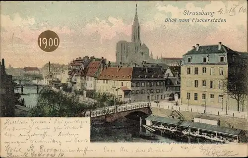 Ak Straßburg Elsass Bas Rhin, Blick vom Fischerstaden, 1900