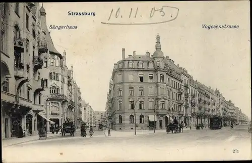 Ak Straßburg Elsass Bas Rhin, Sängerhaus, Vogesenstraße