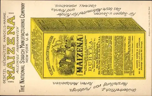 Litho Reklame Maizena, The National Starch Manufacturing Company, New York