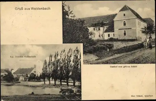 Ak Weidenbach im Saalekreis, Gasthof zum grünen Schild, Kgl. Domäne