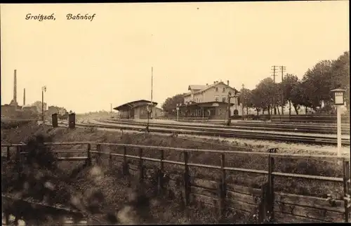 Ak Groitzsch in Sachsen, Bahnhof, Gleisansicht