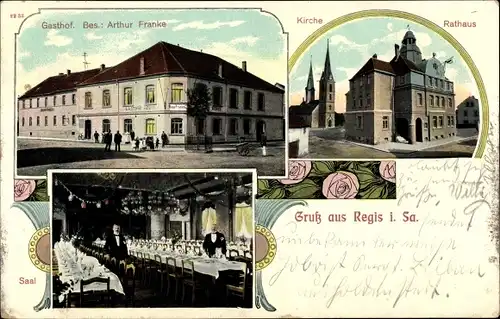 Ak Regis in Sachsen, Gasthof, Kirche, Rathaus