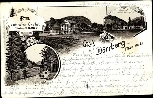 Litho Dörrberg Gräfenroda in Thüringen, Hotel zum wilden Gerathal, Sieglitzgrund