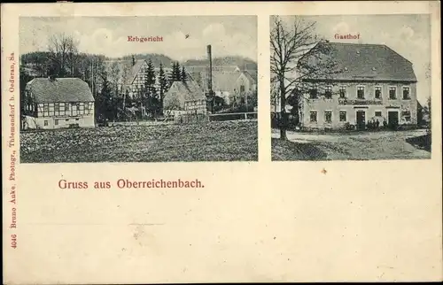 Ak Oberreichenbach in Sachsen, Erbgericht, Gasthof