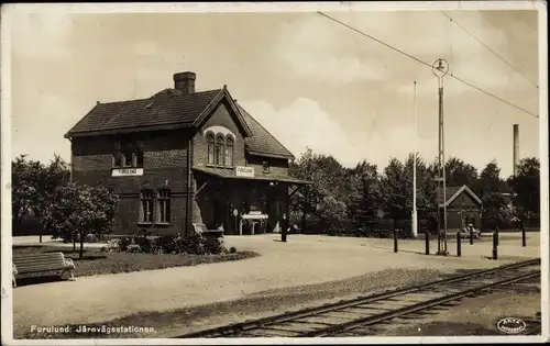 Ak Furulund Schweden, Bahnhof
