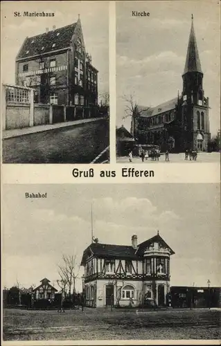 Ak Efferen Hürth bei Köln Rhein Erft Kreis, St. Marienhaus, Kirche, Bahnhof