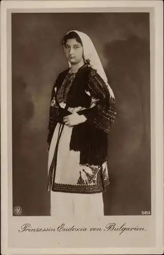 Ak Prinzessin Eudoxia von Bulgarien, Volkstracht, NPG 5454