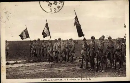 Ak Sissonne Aisne, Sissonne Camp, Die Standardgarde