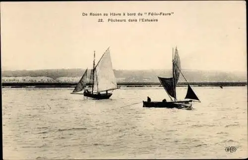 Ak Rouen Seine-Maritime, Fischer in der Flussmündung