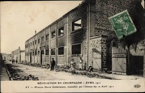 Ak Mareuil sur Ay Marne, Revolution in der Champagne, Maison Deutz Geldermann