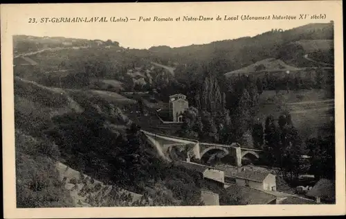 Ak Saint Germain Laval Loire, Pont Romain, Notre-Dame de Laval