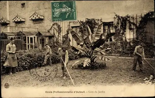 Ak Paris XVI Passy Auteuil, Berufsschule, Garten