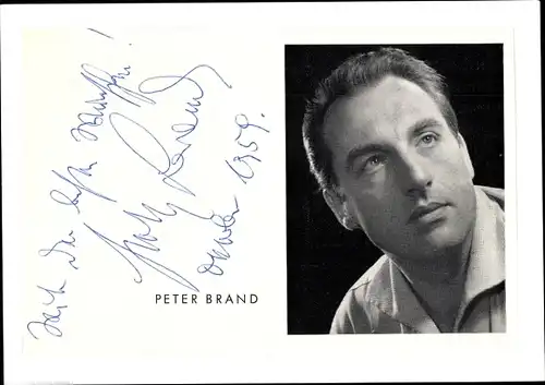 Autogrammkarte Schauspieler Peter Brand, Portrait, Autogramm
