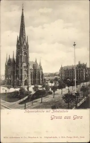 Ak Gera in Thüringen, Johanniskirche, Zabelschule