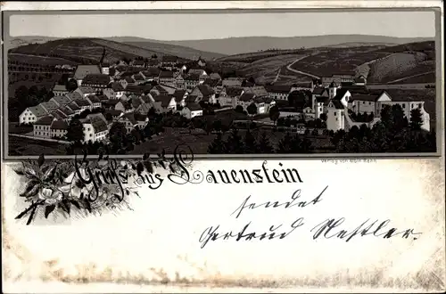 Litho Lauenstein im Müglitztal Altenberg, Totalansicht vom Ort