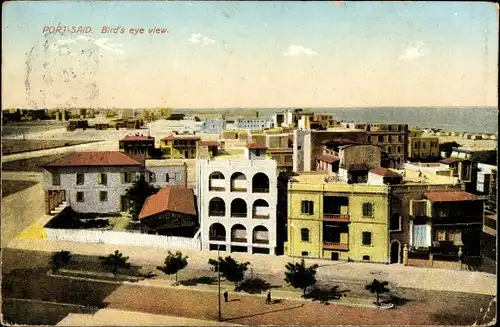 Ak Port Said Ägypten, Vogelperspektive