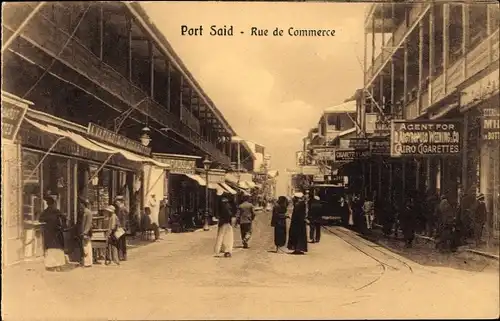 Ak Port Said Ägypten, Rue de Commerce