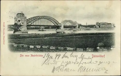 Ak Düsseldorf am Rhein, neue Rheinbrücke