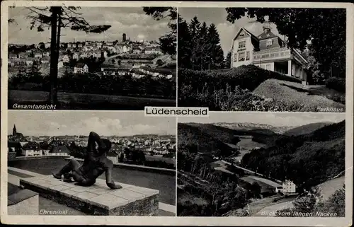 Ak Lüdenscheid im Märkischen Kreis, Gesamtansicht, Parkhaus, Ehrenmal, Blick vom langen Nacken