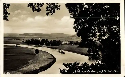 Ak Emmerthal Ohr, Blick vom Ohrberg auf das Schloss Ohr, Panorama