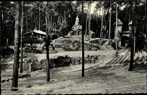 Ak Meppen im Emsland, Freilichtbühne im Wald, Tor