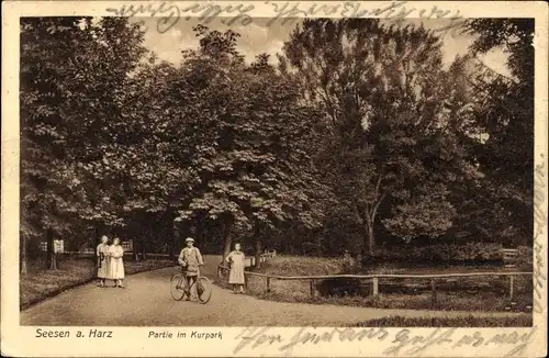 Ak Seesen am Harz, Kurpark, Passanten