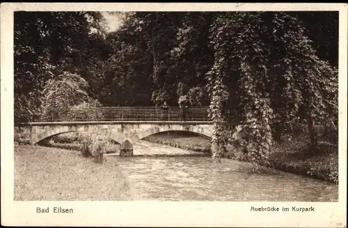 Ak Bad Eilsen Niedersachsen, Auebrücke, Kurpark