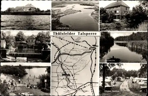 Ak Thüle Friesoythe in Niedersachsen, Thülsfelder Talsperre, Hotel Seeblick, Zeltplatz, Wasserablauf
