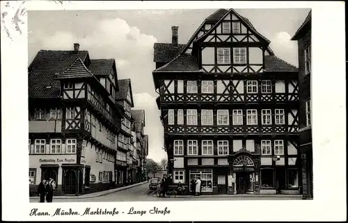Ak Hann. Münden in Niedersachsen, Marktstraße, Lange Straße, Fachwerkhäuser