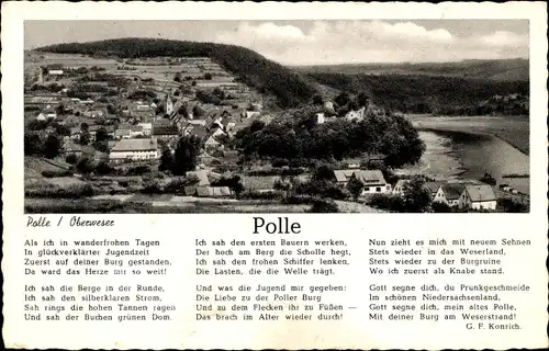 Ak Polle an der Weser, Panorama, Gedicht