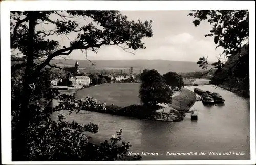 Ak Hann. Münden in Niedersachsen, Zusammenfluss der Werra und Fulda