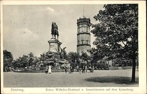 Ak Duisburg im Ruhrgebiet, Kaiser-Wilhelm-Denkmal, Aussichtsturm, Kaiserberg