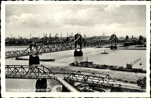 Ak Ruhrort Duisburg im Ruhrgebiet, Rheinbrücke, Hütte Phönix